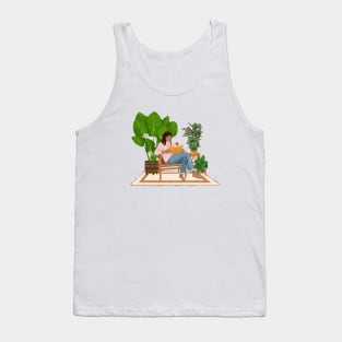 Reading and plants illustration 4 Tank Top